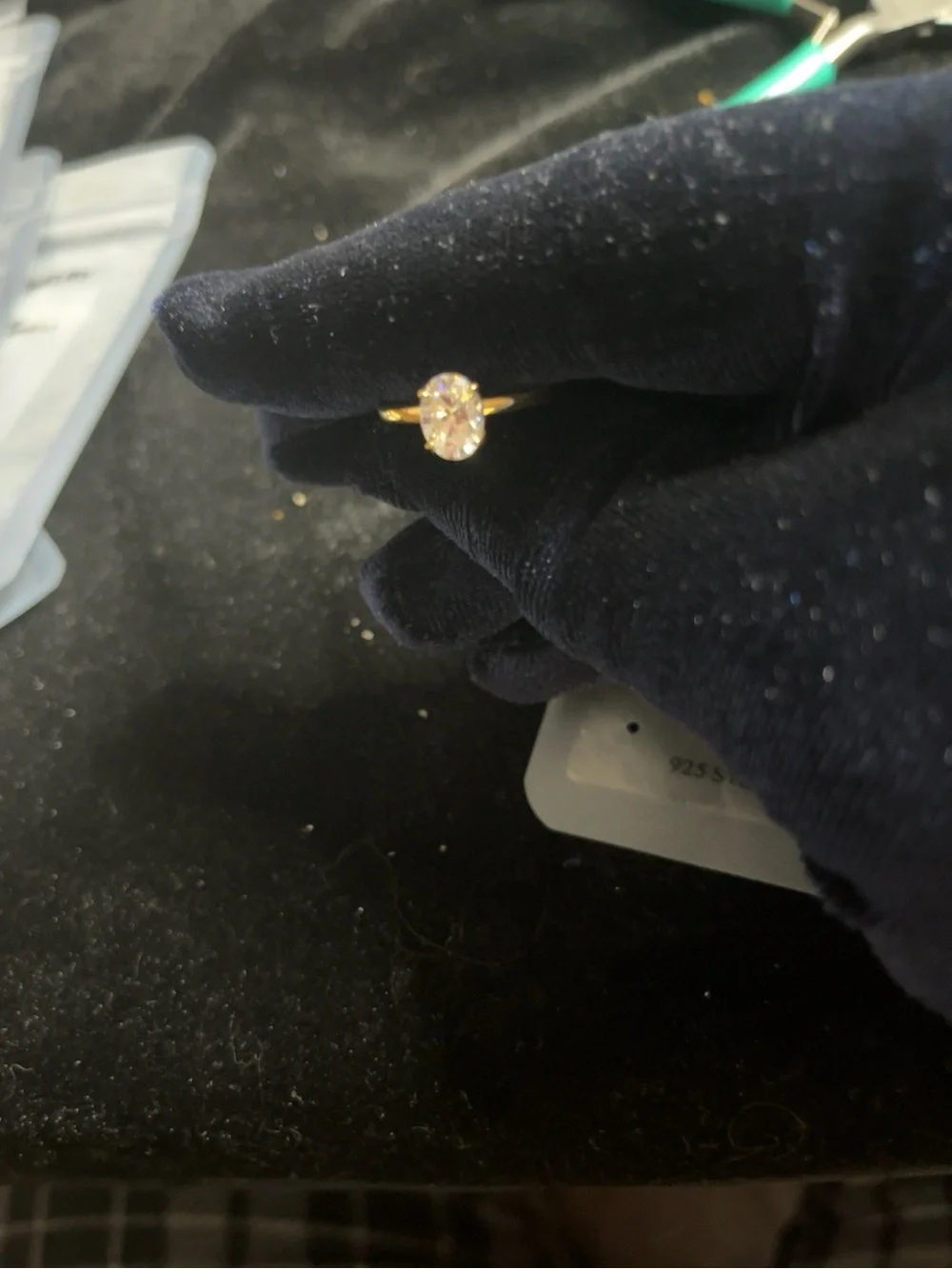 1.5 CT Oval Moissanite Solitaire Ring Gold Over S925 Size 7